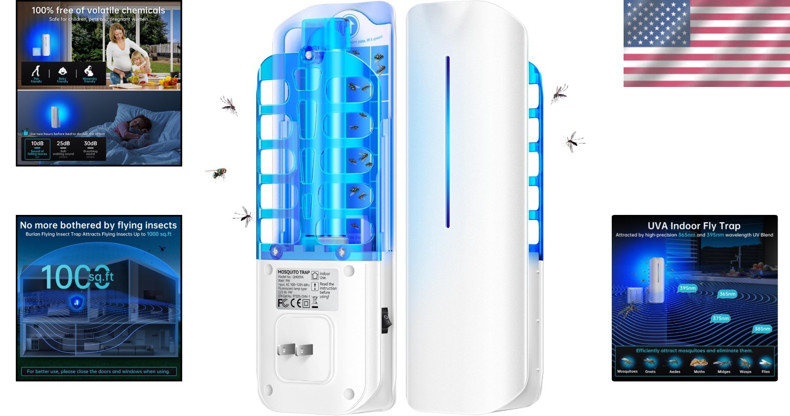Sleek Plug-in Flying Insect Zapper with 10 Refill Boards – Modern Home Essential