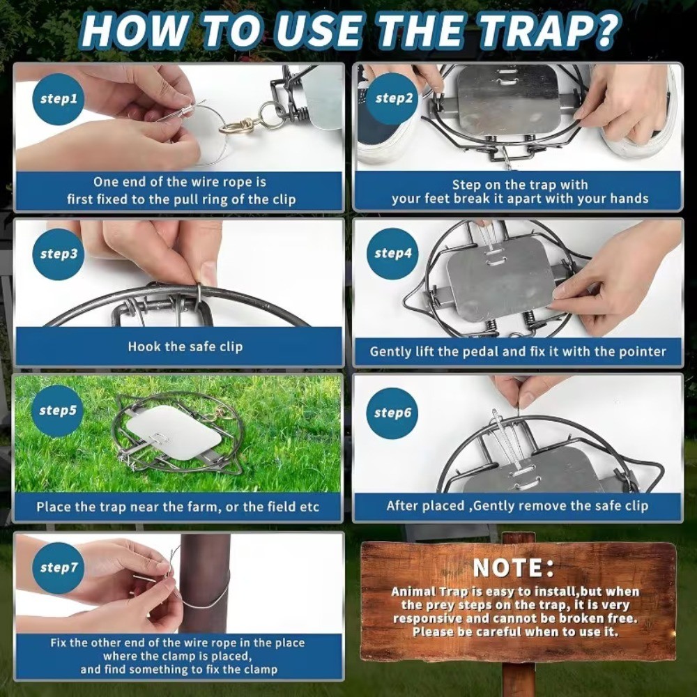 2Packs 4-3/10In Coil Spring Rat Traps Rabbit Trap Mice Mouse Trap Trapping Fox
