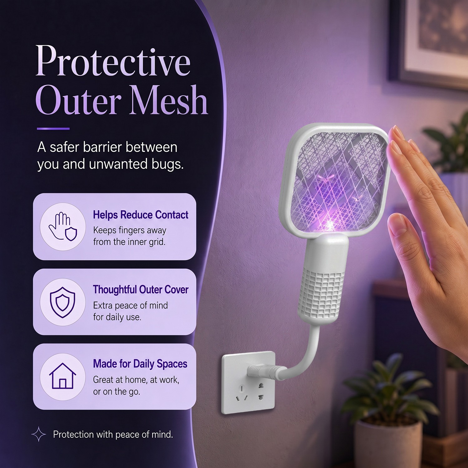 Electric Fly Swatter Racket, 2 in 1 Electric Bug Zapper USB Rechargeable (White)