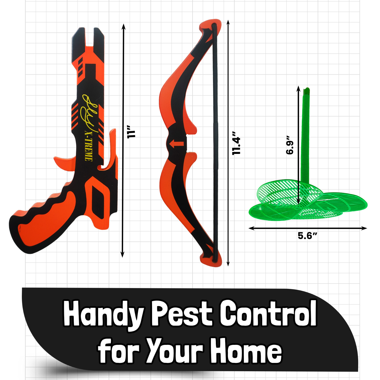 KHAMPA Wooden Crossbow Fly Killer Bug Fly Swatter Arrows Bug Assault Pistol Set