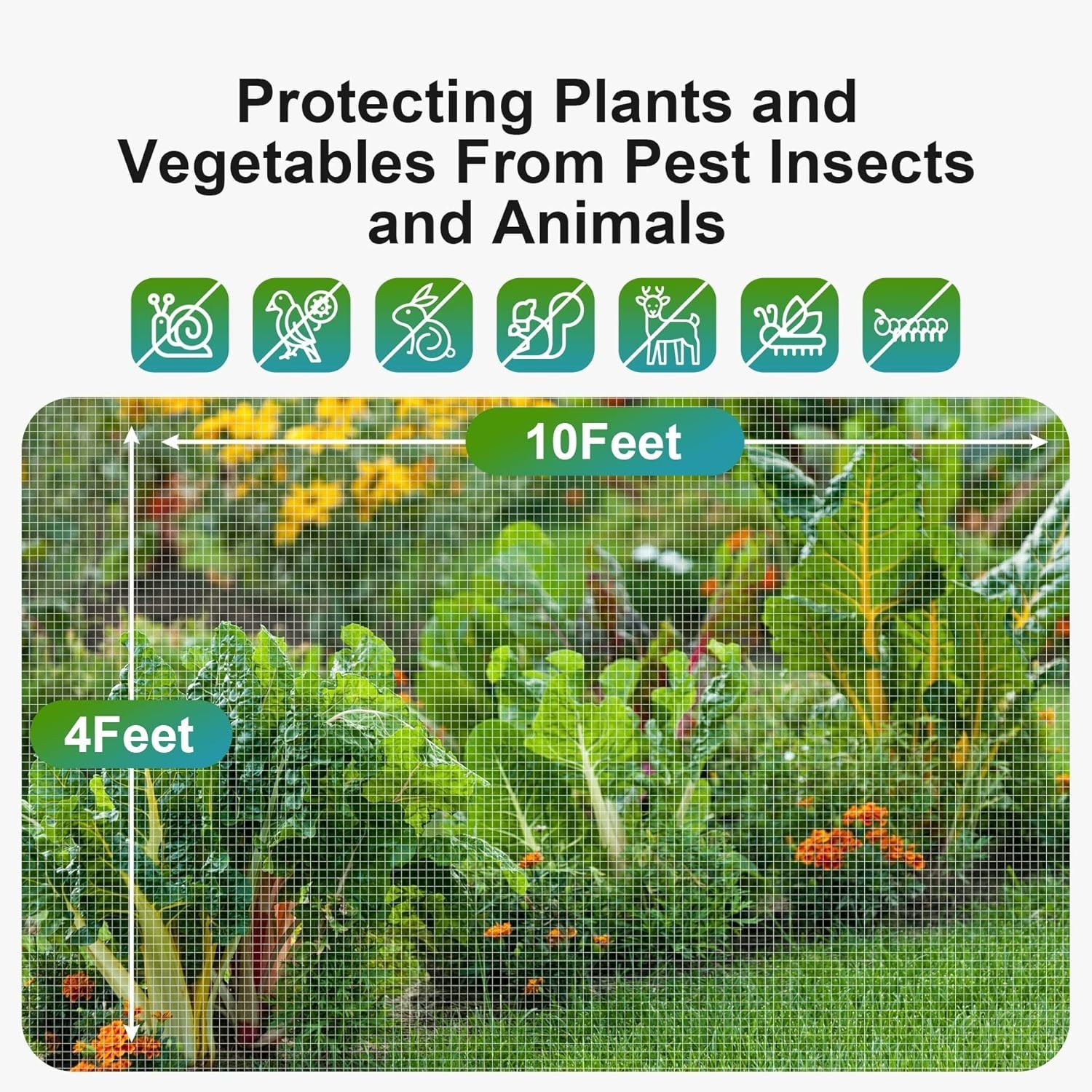 Multi-Purpose HDPE Garden Netting – 4’x10′ Insect Barrier for Healthy Growth