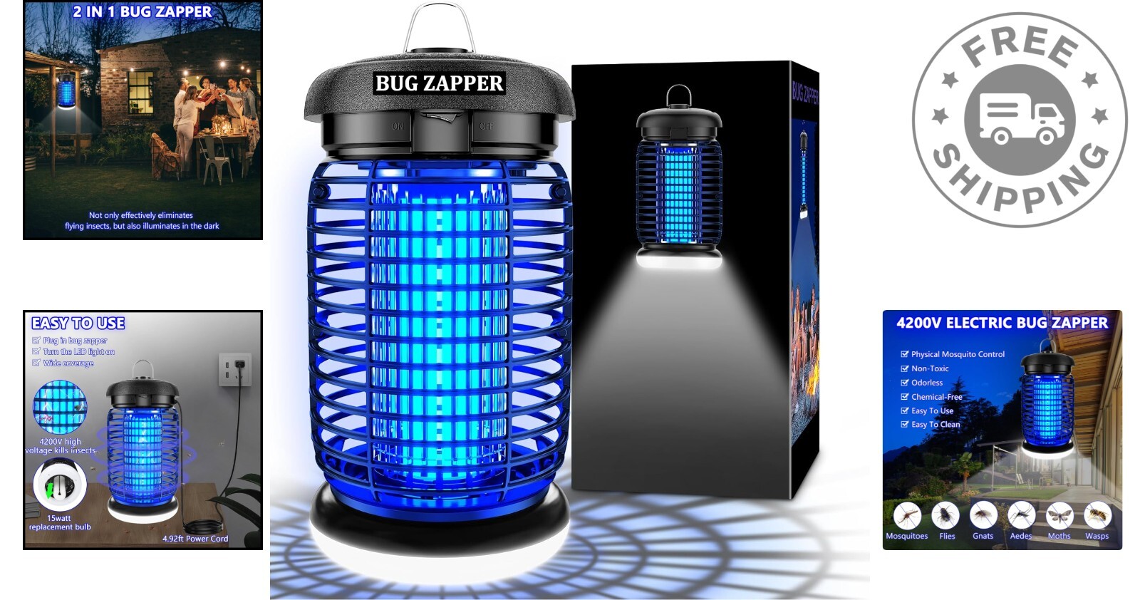 Modern LED Insect Zapper – Dual Action for Mosquito Control Indoors & Outdoors