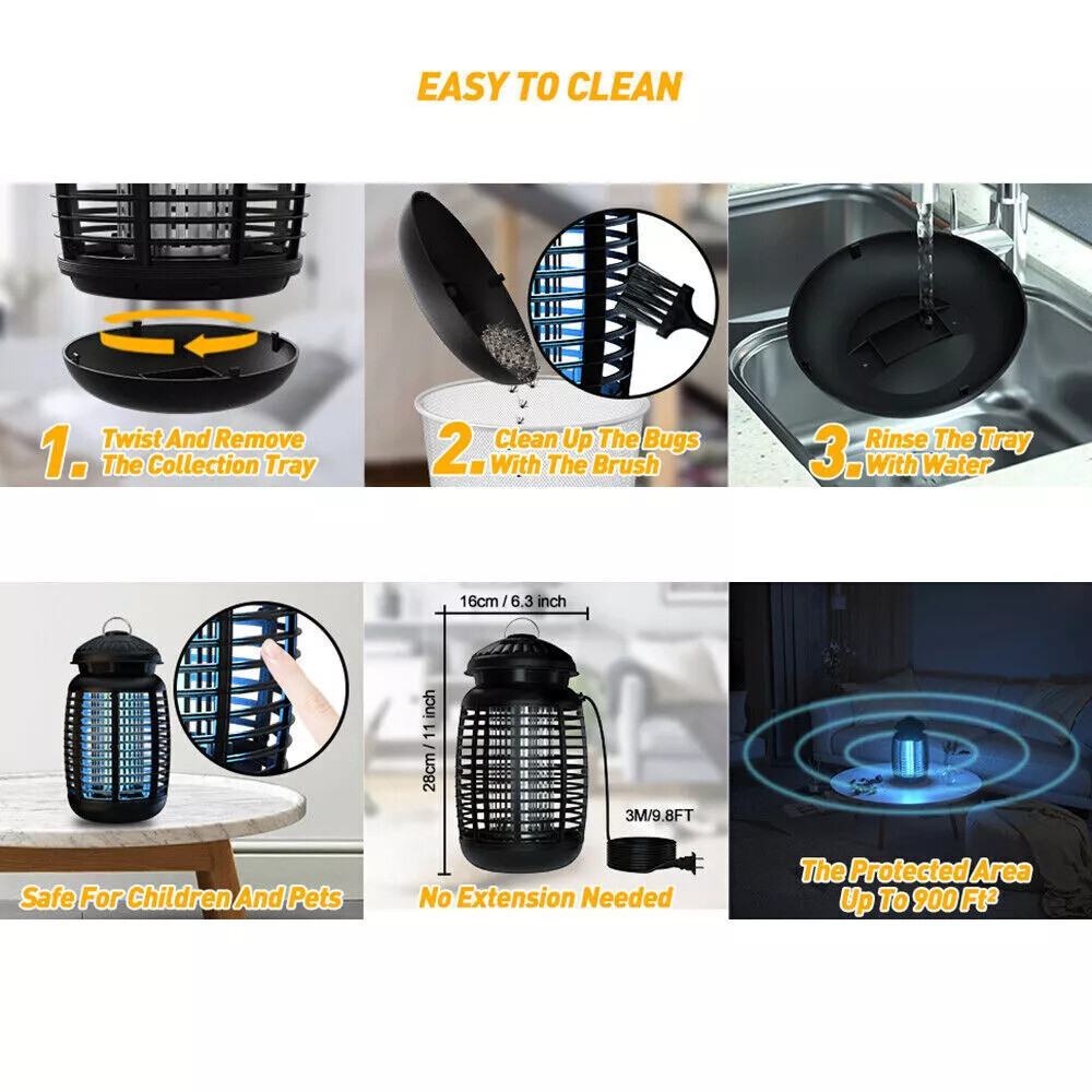 Electric Fly Gnat Killer Lamp Pests Fly Insect Trap Mosquito Bug Zapper 4200V