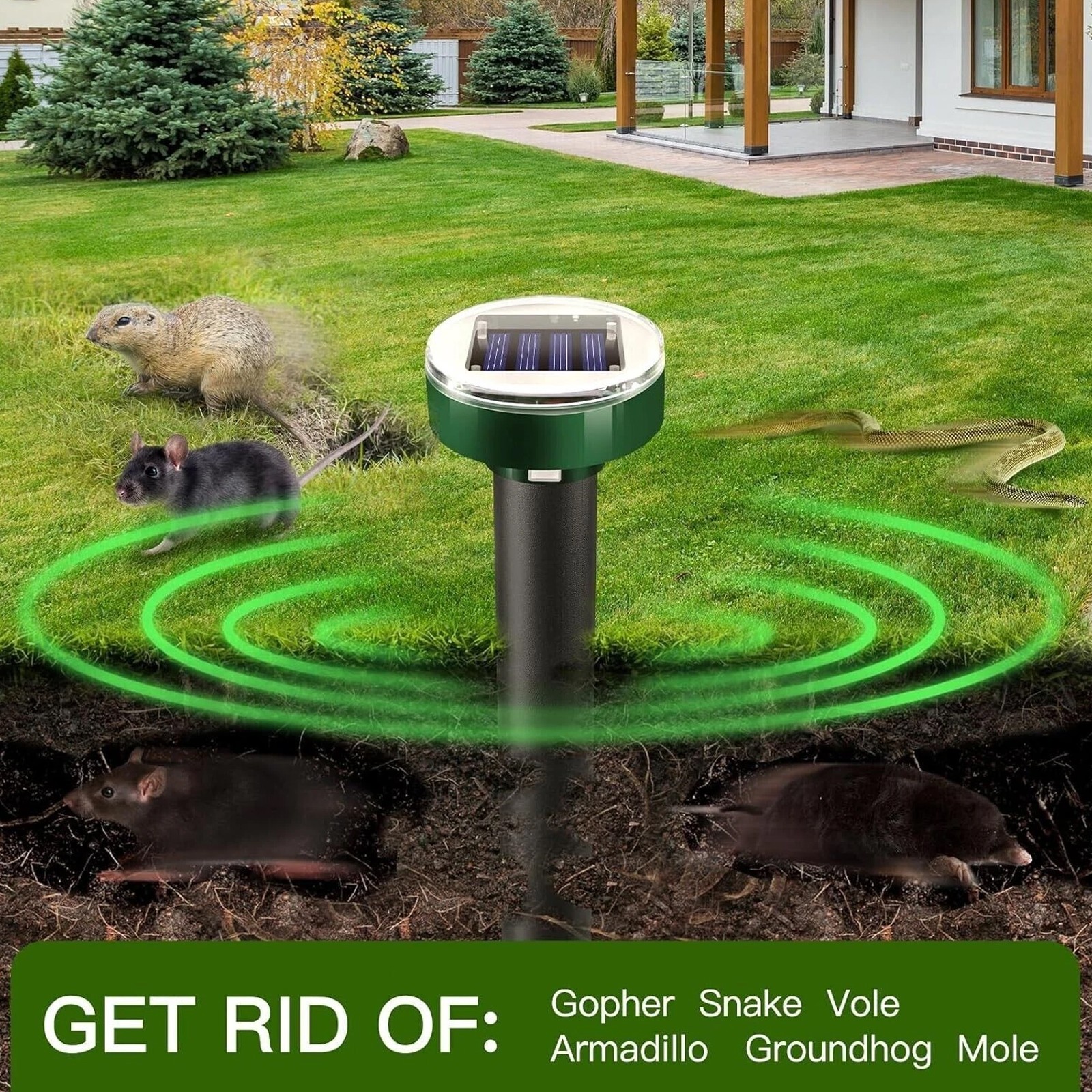 8-32 Pack Solar Power Ultrasonic Repellent Mice Gopher Mole Pest Snake Repeller