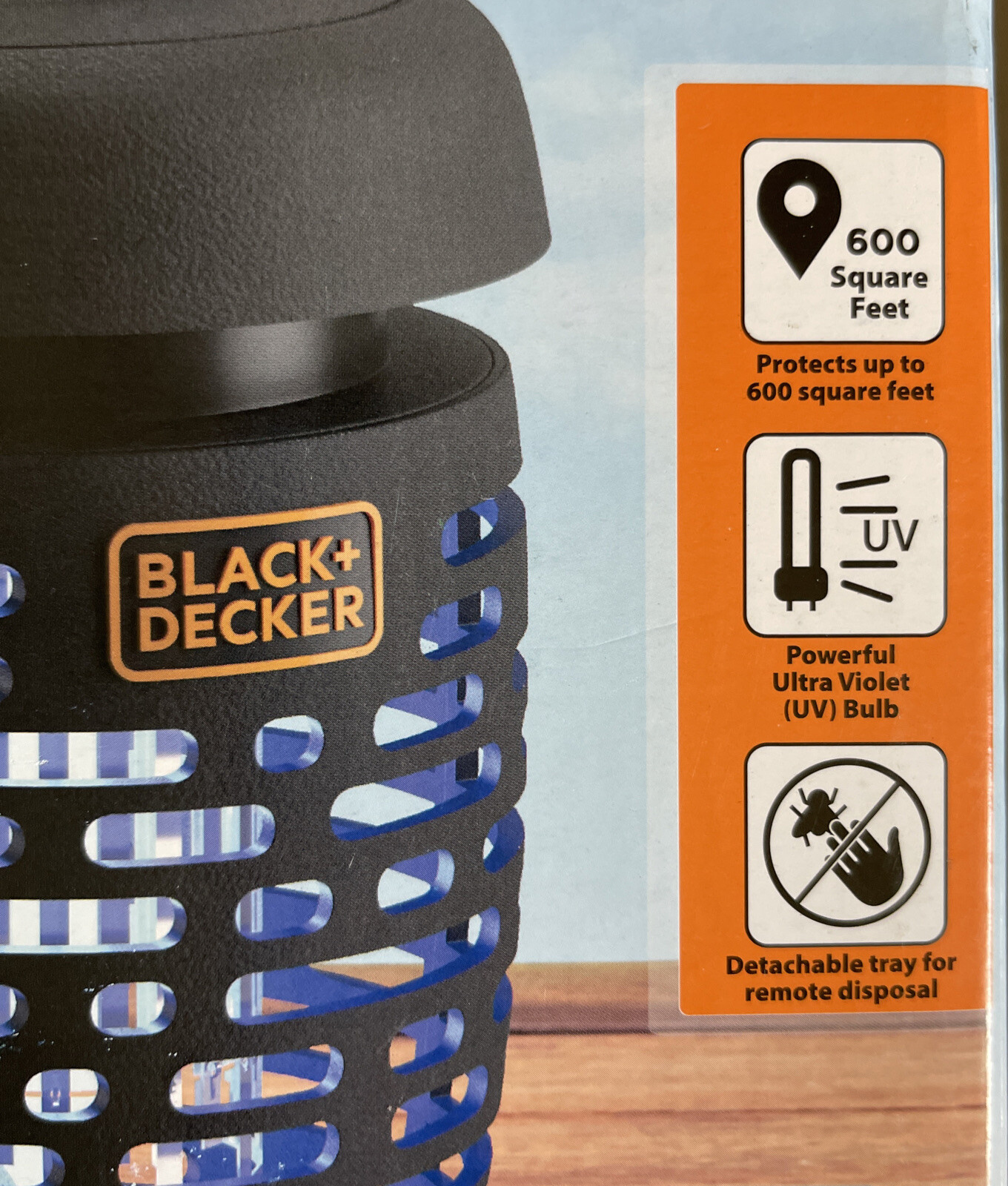 BLACK+DECKER BDPC941 Outdoor Hanging Bug Zapper 600 Square Ft UV Detachable Tray