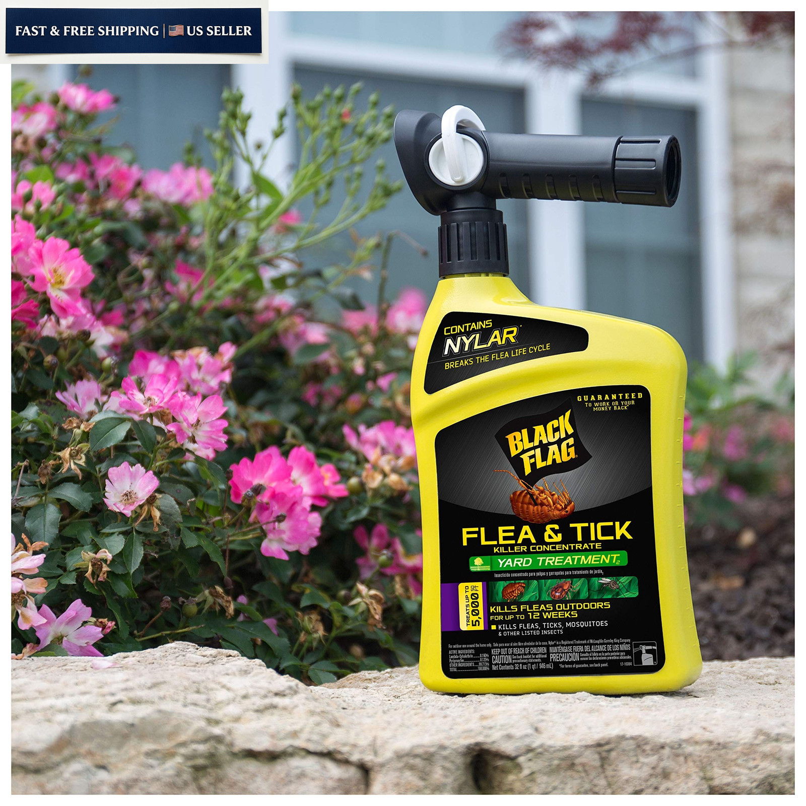 Black Flag Flea and Tick Killer Concentrate Yard 32 Fl Oz (Pack of 1),