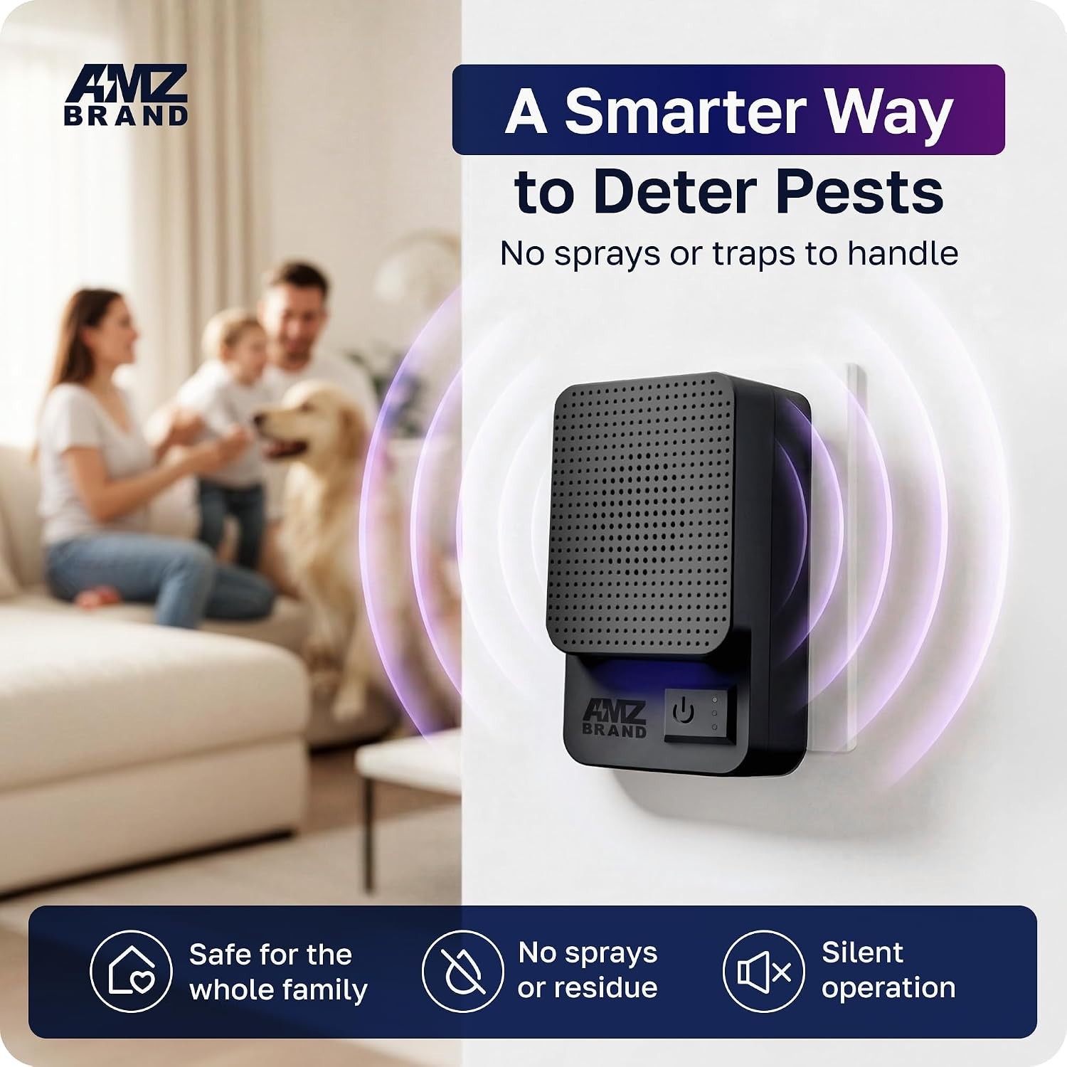 2-Pack Ultrasonic Pest Repeller: Silent Rodent & Insect Deterrent, 3 Modes