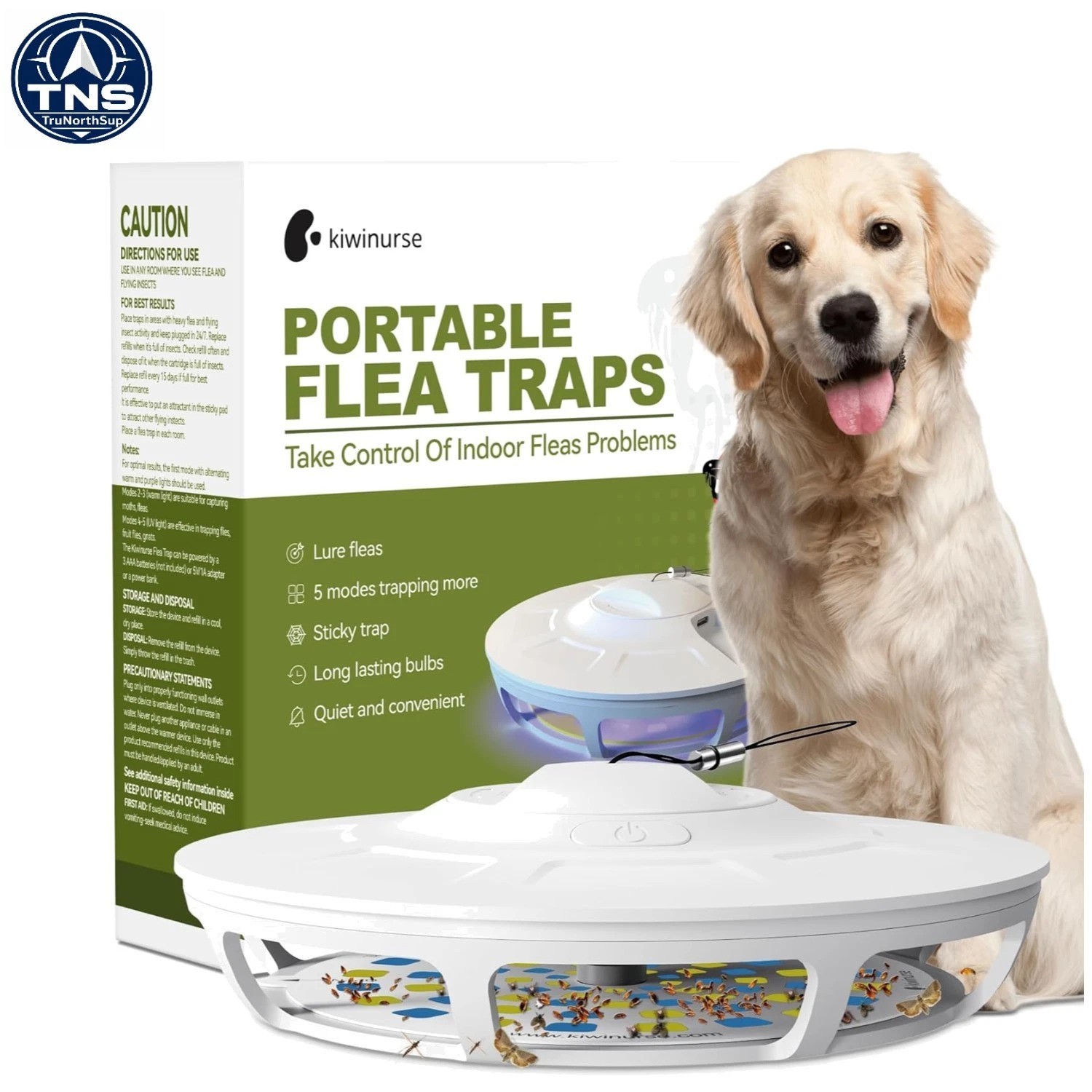 Indoor Portable Flea Trap with 5 Refill Pads, 9 Light Modes – Covers 600 ft²
