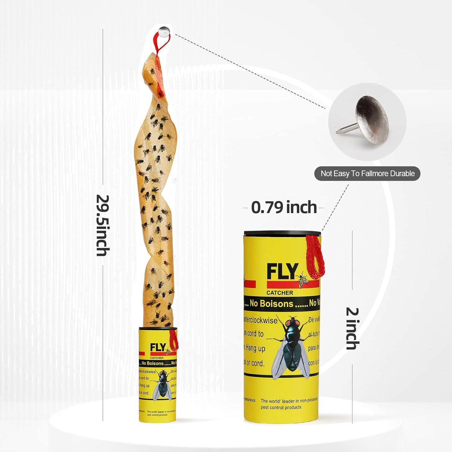 Fly Traps for Indoors Outdoor, Fly Paper Strips Sticky Hanging, Fruit Fly Strips