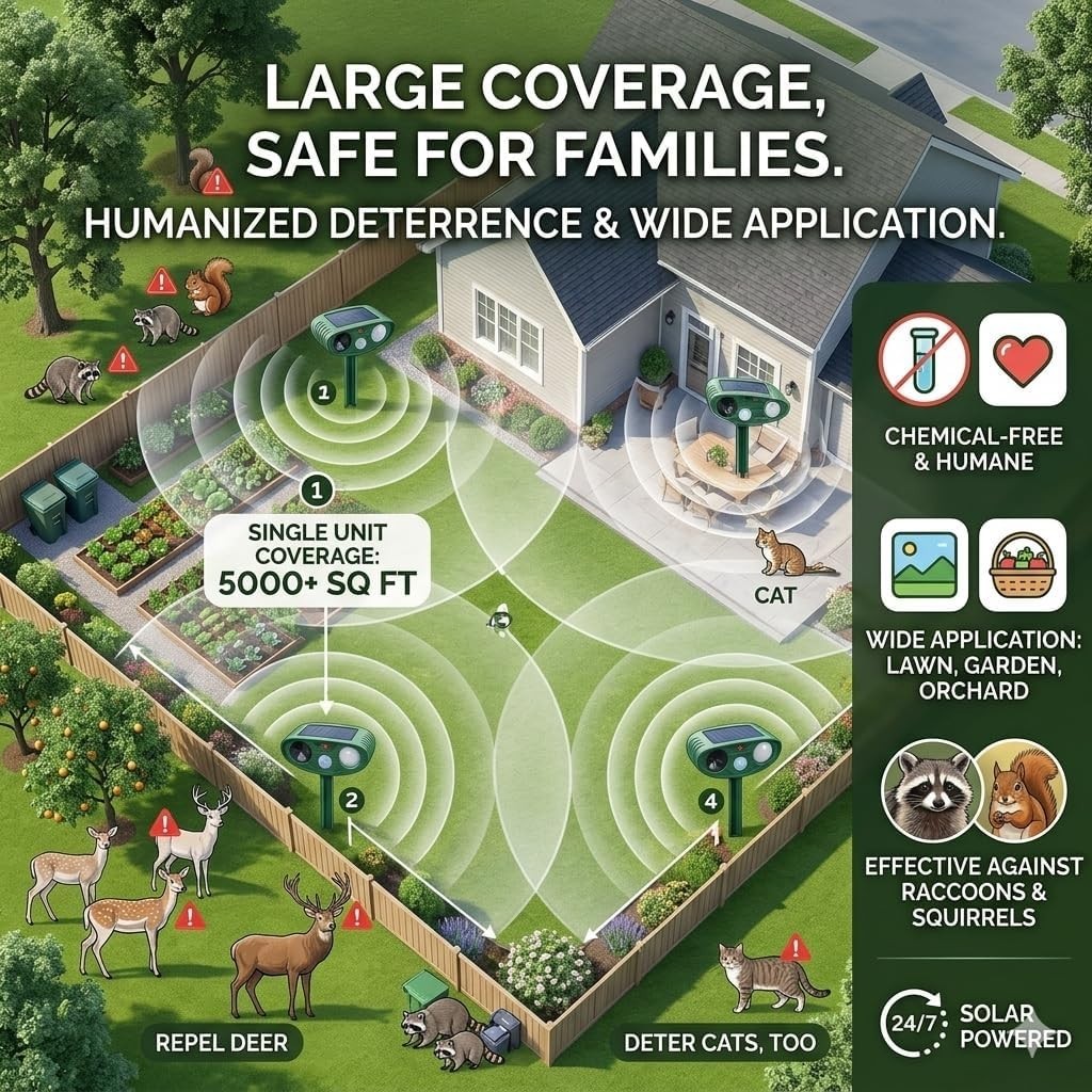 2Pack Sonic Fortress Pro Deer Repellent Solar Ultrasonic Animal Repellent Outdoo