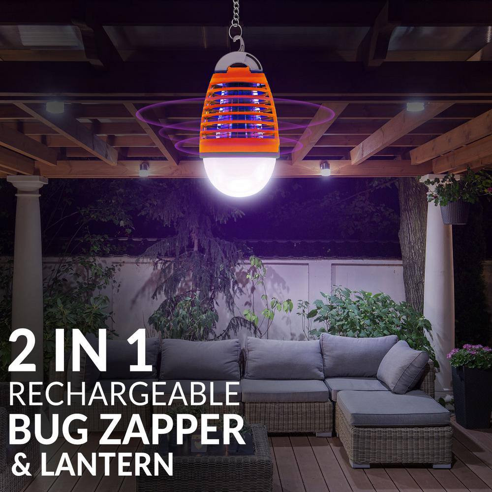 7 In. White 2-In-1 Rechargeable Bug Zapper, Mosquito Killer Light Bulb for Indoo