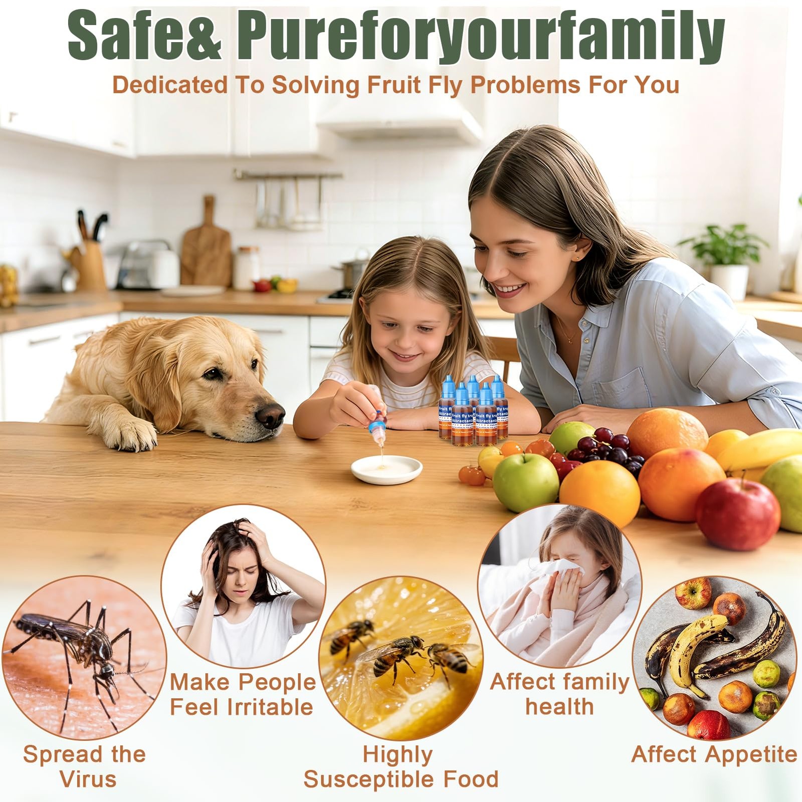 Fruit Fly Trap Refill Liquid, Effective Gnat Killer&Fruit Fly Catcher Bait Re…