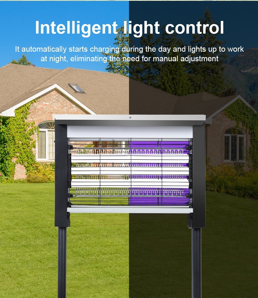 4500V Solar Bug Zapper Outdoor Mosquito Zapper Waterproof Electric Fly Zapper US