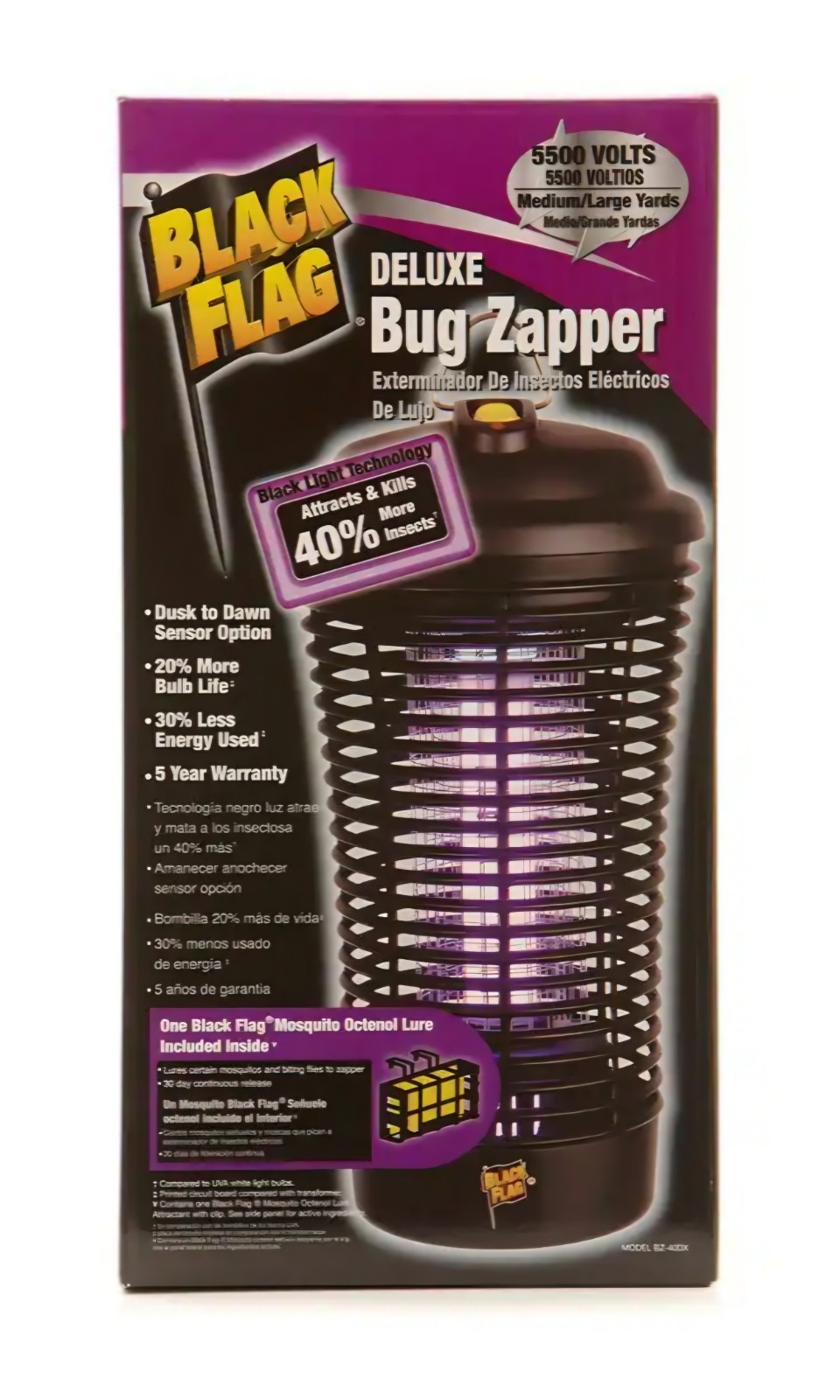 Black Flag Deluxe Bug Zapper 40W 5500V Outdoor Mosquito Dusk to Dawn Sensor