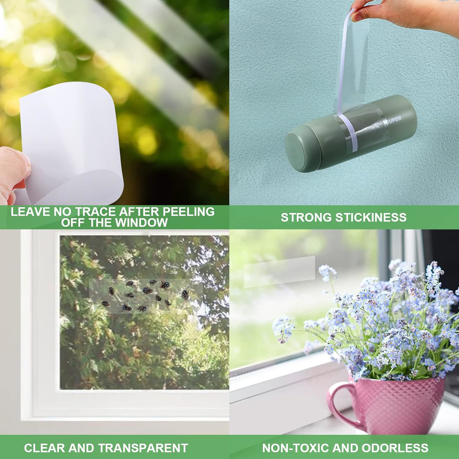 Window Fly Traps for Indoors, 80 Pack Clear Fly Paper Sticky Fly Strips for Home