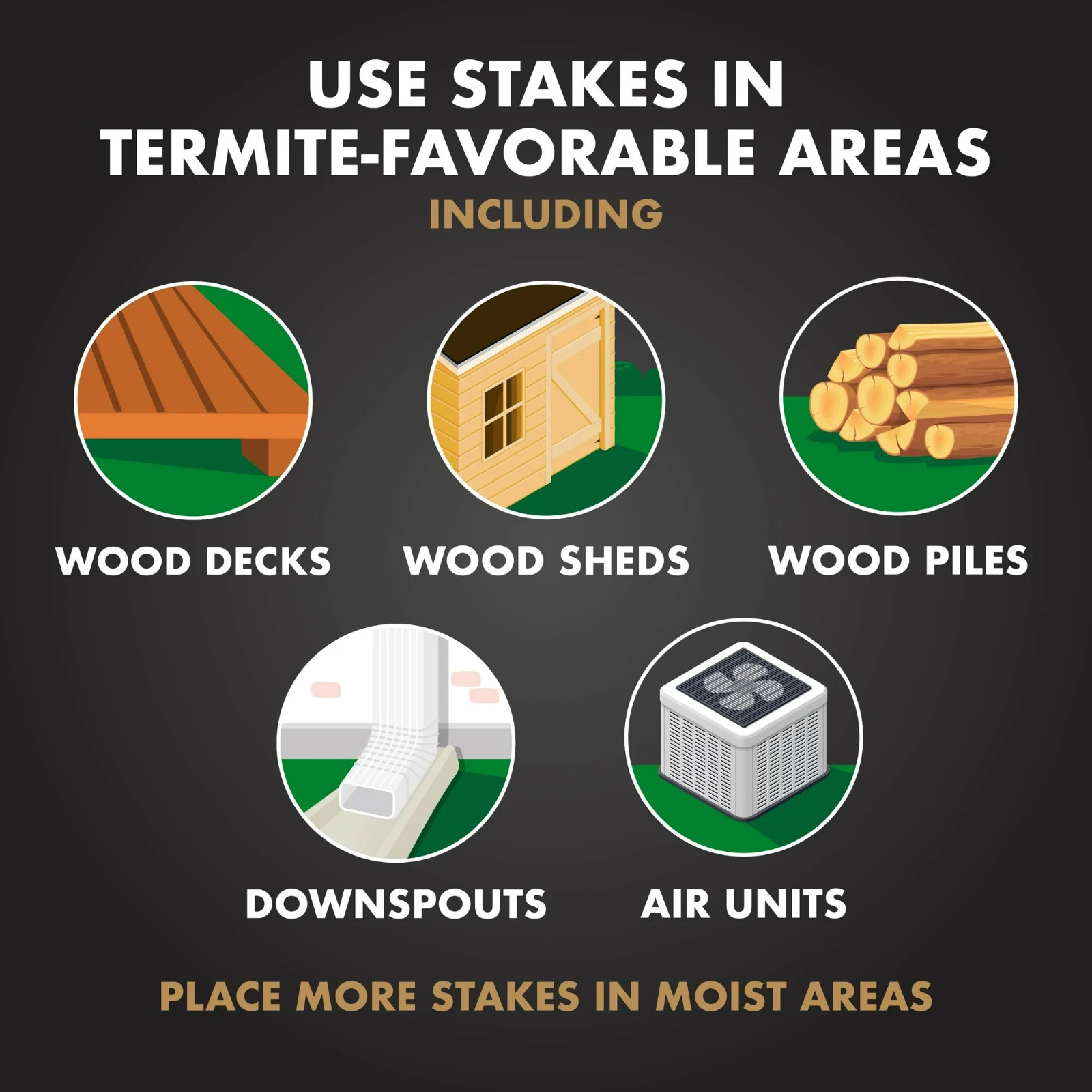 Terminate Termite Killing Stakes (5-Count) Trap Bait Insect Killer Bug Home Pest