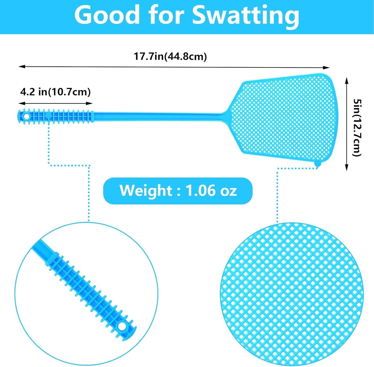 Fly Swatter,5 Pack Plastic Heavy Duty Manual Fly Killer, Long Handle Flyswatter,