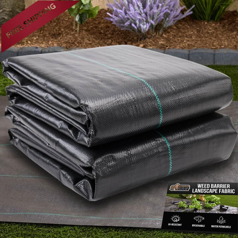 GORILLA GRIP Weed Barrier Fabric, 1.5′ x 50′, 3.2 Oz Woven Polypropylene
