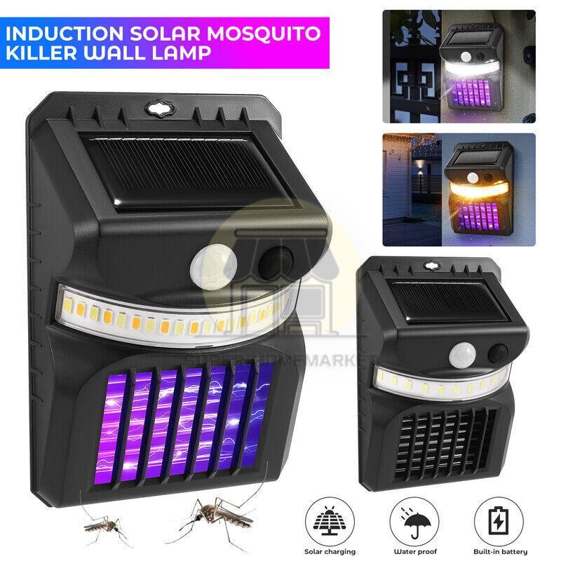 Solar Power Outdoor Mosquito Insect Killer LED Light Trap Fly Bug Zapper Lamps