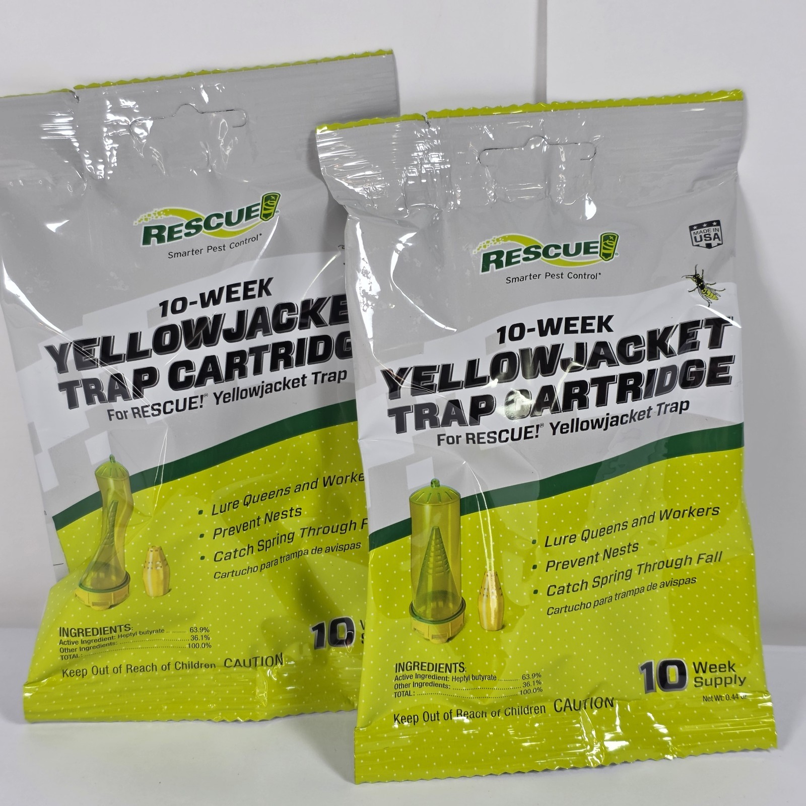 Lot of 2 Rescue Yellowjacket Attractant Trap Cartridge 10 Week Supply Refills
