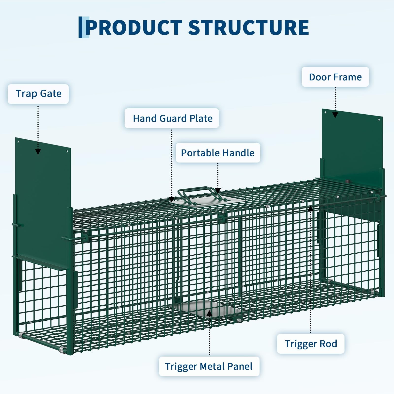 39in Humane Live Animal Trap Cage 2 Door Collapsible Steel Catch Cage w/ Handle