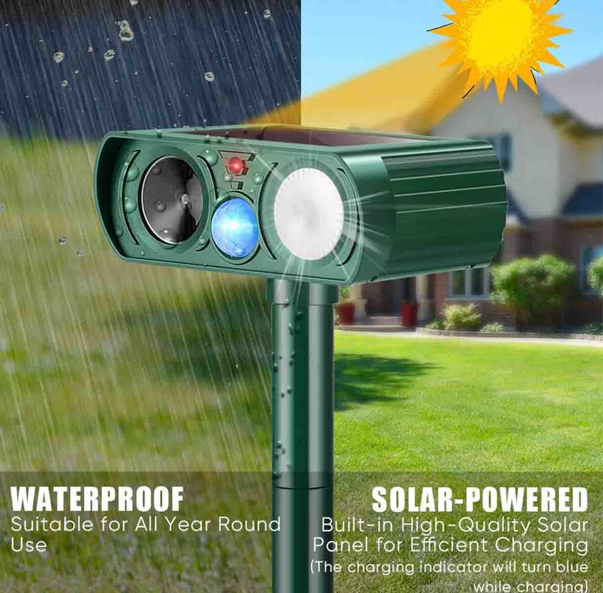 1 Pcs Animal Repeller Ultrasonic Solar Power Outdoor Pest Cat Mice Deer Sensor