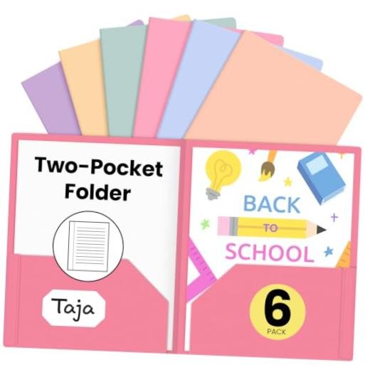 Plastic Folders with Pockets (Assorted Pastel Colors), 2 6 Pack B-pastel