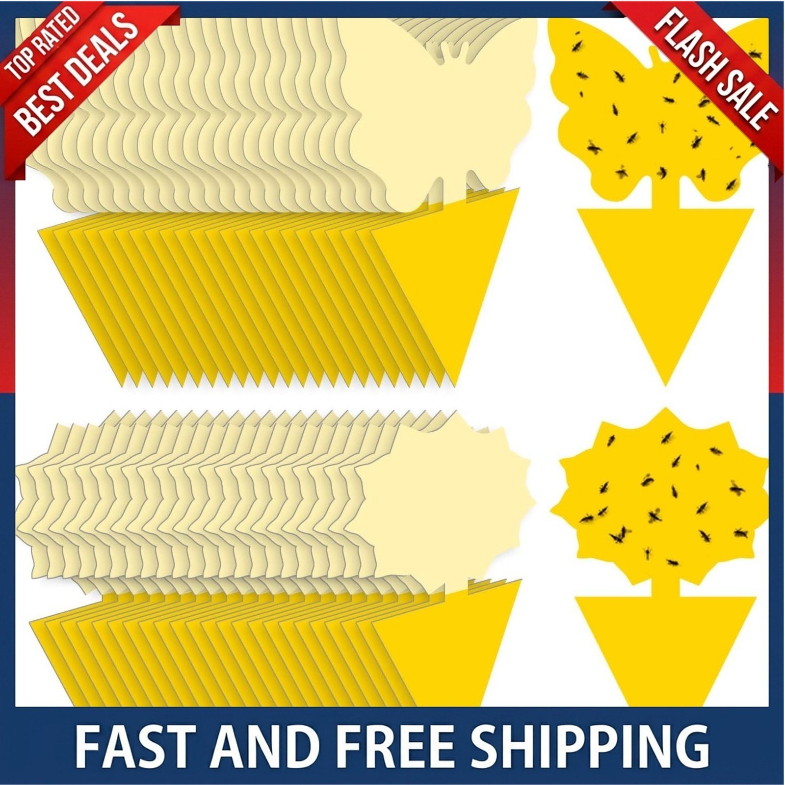 48PCS Sticky Fruit Fly Traps, Fungus Gnat Killer Trap use Indoor Outdoor