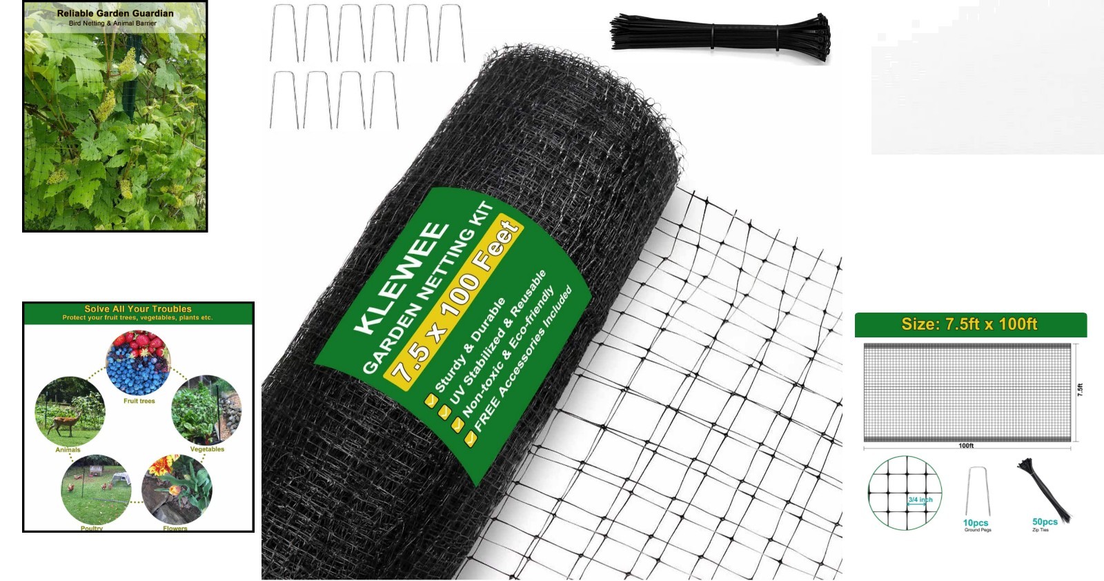 UV-Resistant Polypropylene Bird Netting 7.5 x 100 FT – Safe for Your Plants