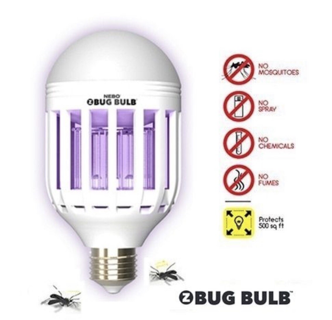 NEW NEBO Z Bug Bulb 2-In-1 UV Mosquito Zapper & 60w 600 Lumen LED Lightbulb 6458