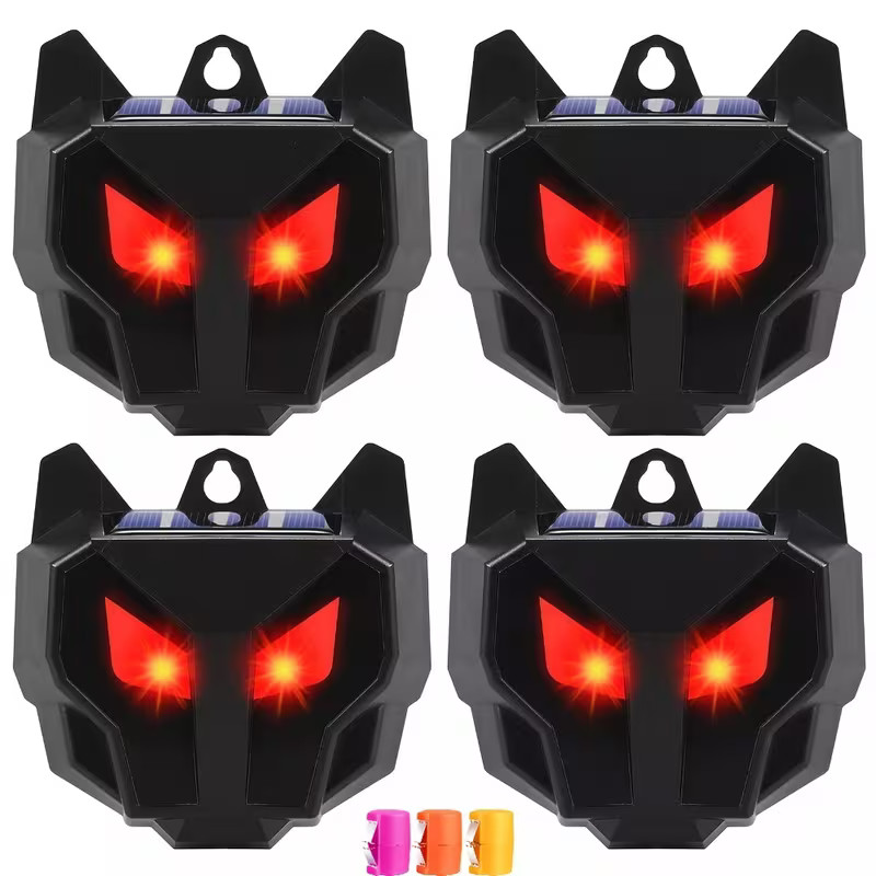 4 X Solar Powered Nocturnal Wild Animal Repeller Bionic Eyes Predator For-Yard