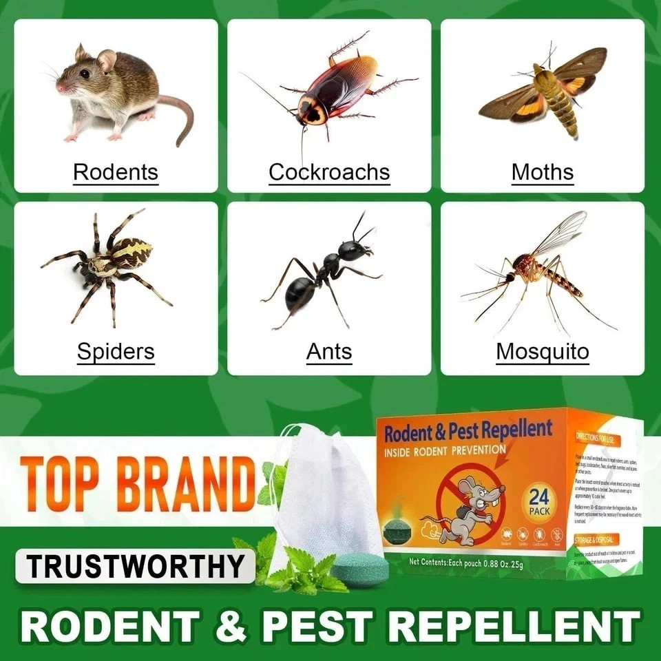 Natural Rodent Repellent Peppermint Sachets 24 Pack Mouse Mice Pest – US