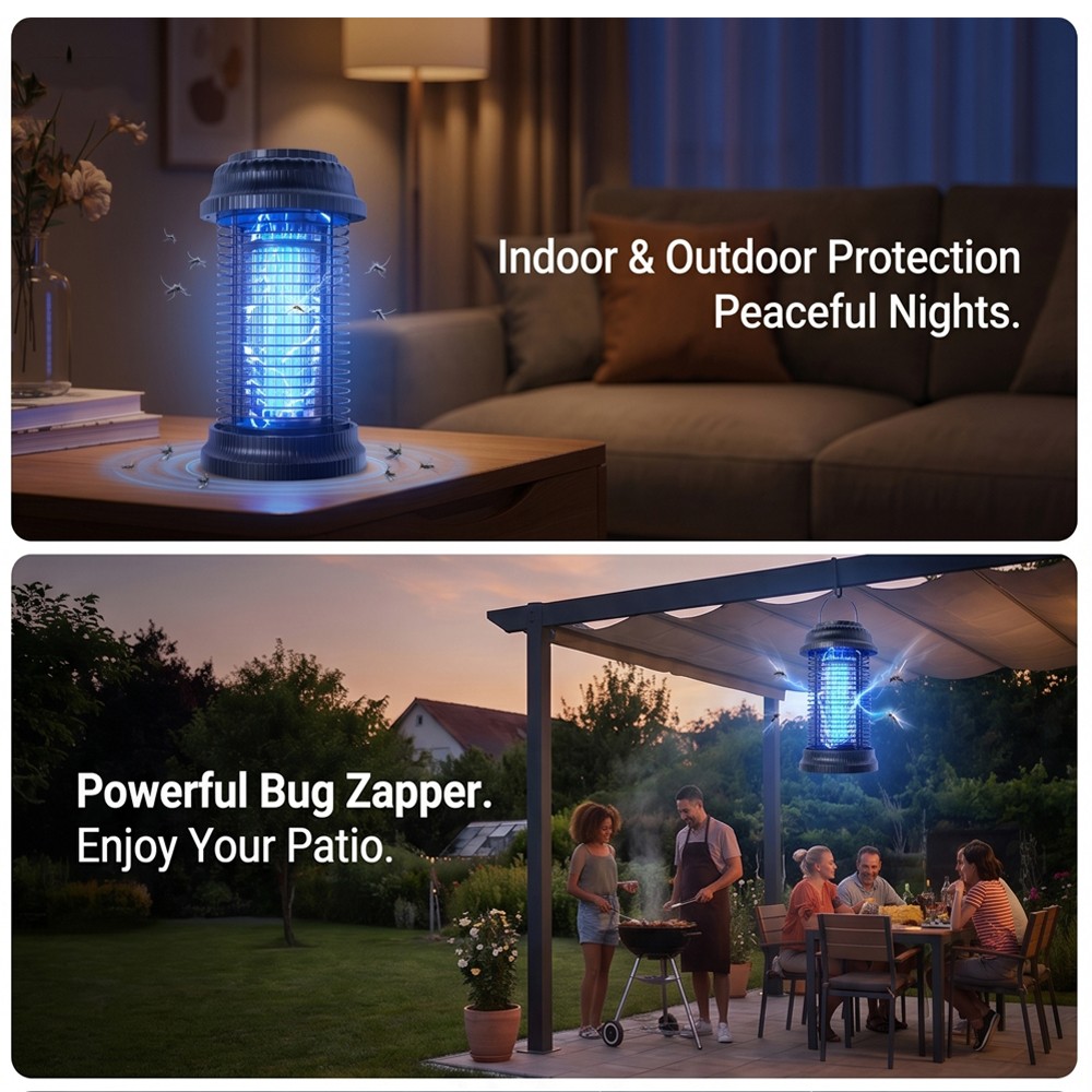4500V High Voltage Bug Zapper 20W Mosquito Killer Lamp for Indoor Outdoor Use