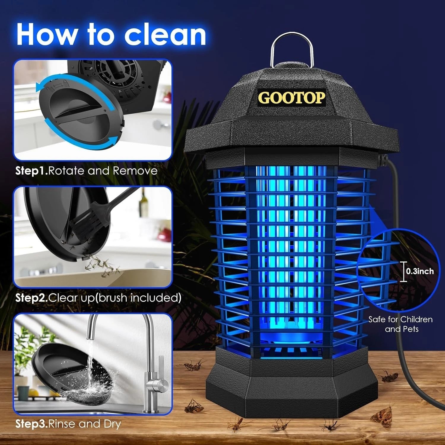 Black Vintage Bug Zapper – Versatile Indoor/Outdoor Electric Insect Exterminator