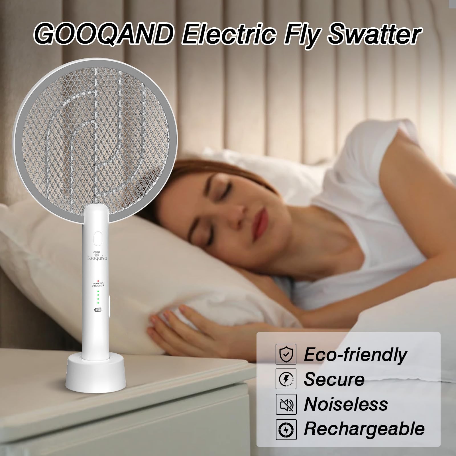 GooQand Bug Zapper Racket White-1Pcs