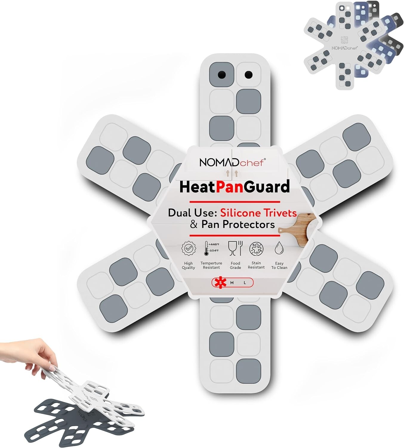 Dual-Use Trivets for Hot Dishes & Silicone Pan Protectors for Stacking