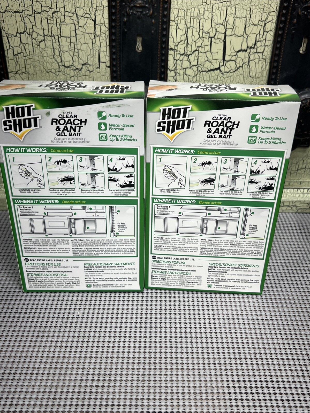 2X Hot Shot Ultra Clear Roach & Ant Gel Indoor Outdoor Colony & Egg Killer 2.5oz