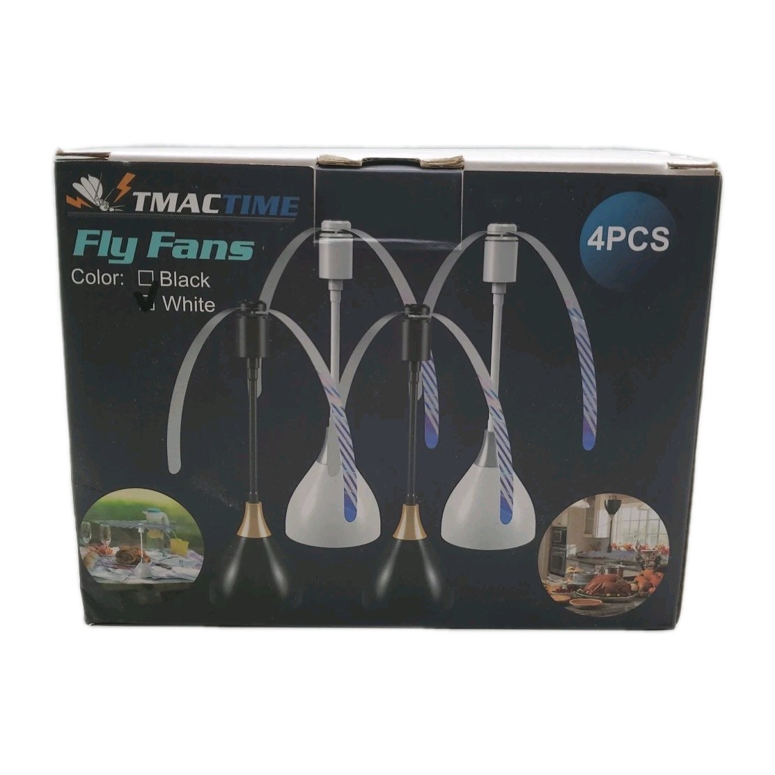 TMACTIME Fly Fans for Tables, Effective Fly Fan with Soft Blades, USB 4PCS White