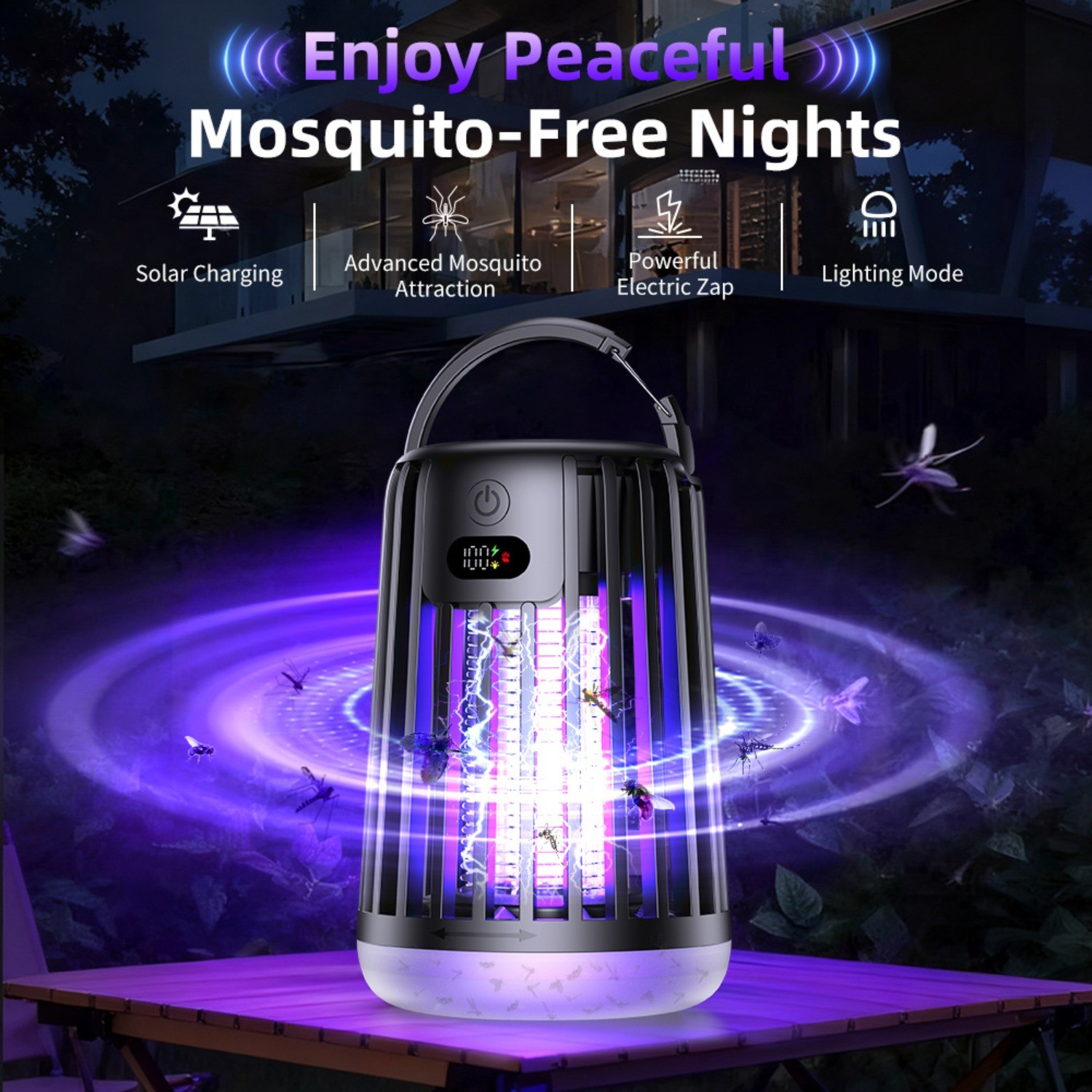 1PCS 3-in-1 Mosquito Bug Zapper Fly Trap Mosquito Lamp, Electronic Bug Zapper