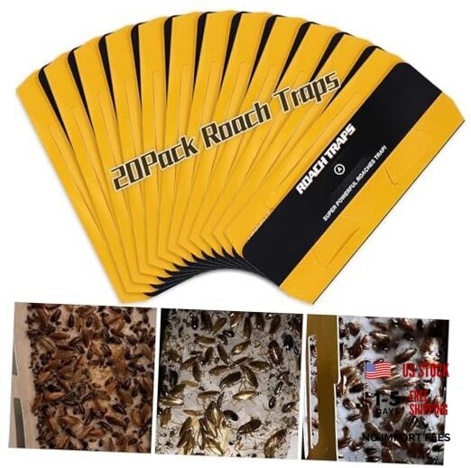 20 Pack Roach Traps, Cockroach Traps Indoor Home, Glue Brown-cockroach-20p