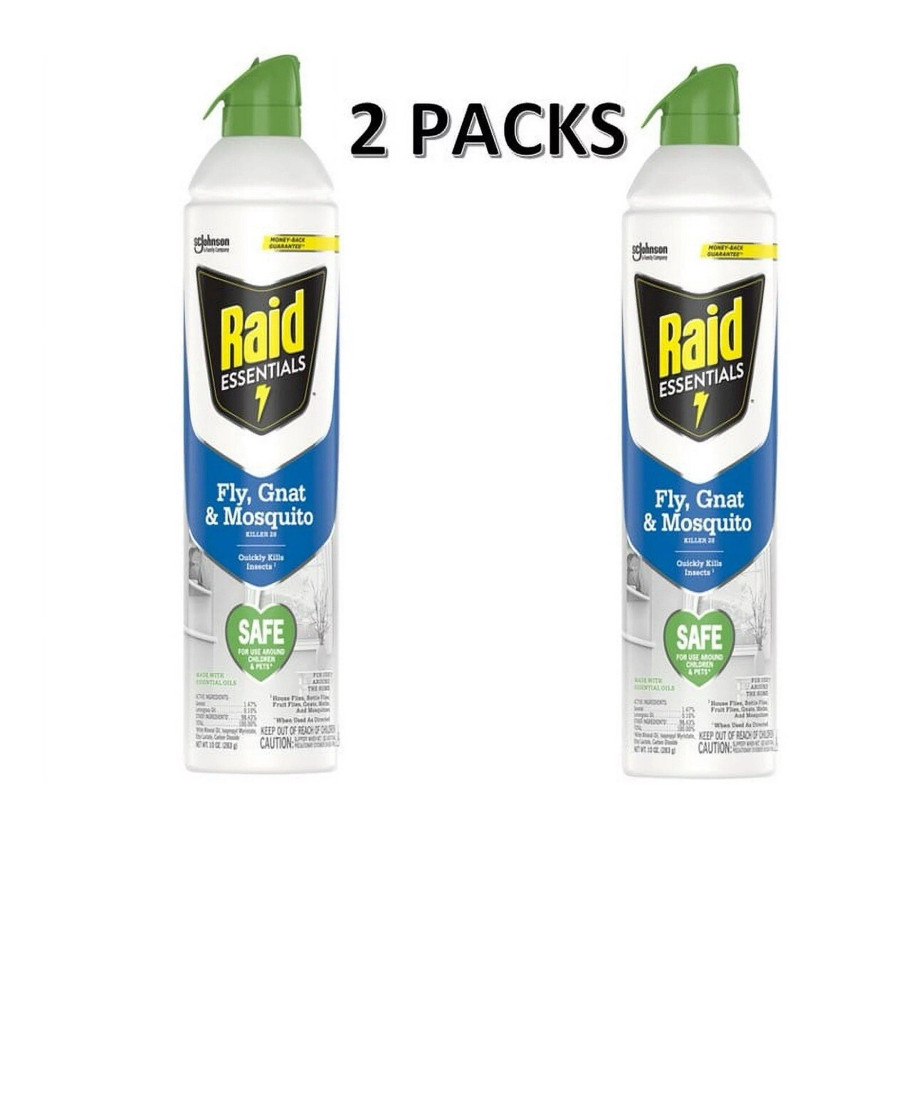 Raid Essentials Fly, Gnat & Mosquito Killer Aerosol Spray Child & PET ( 2 PC )