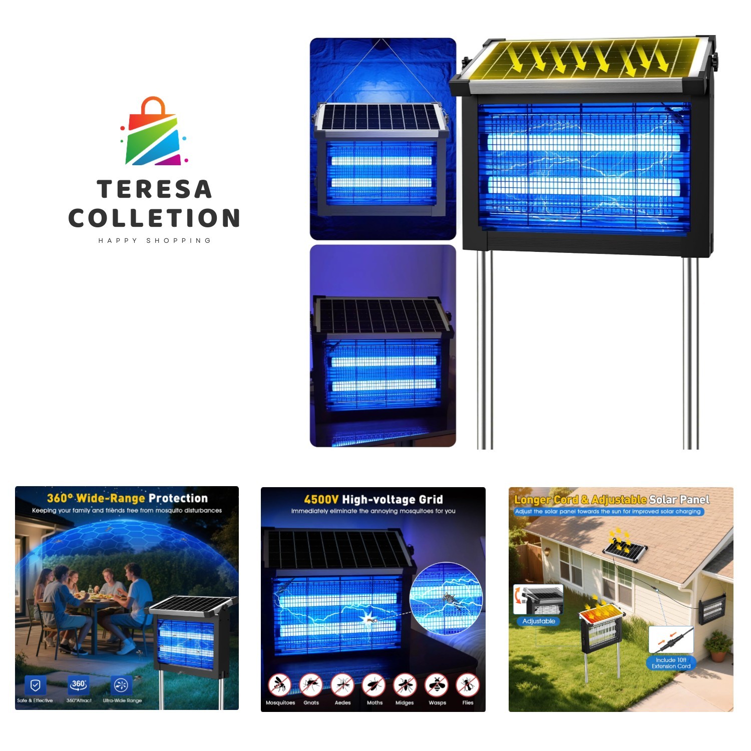 Modern Waterproof Solar Mosquito Zapper – Light-Sensitive Mode & Safety Features