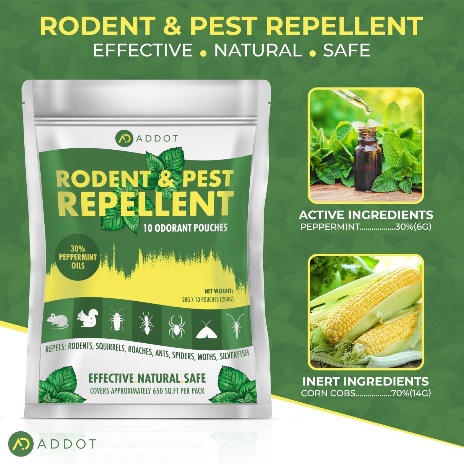 Natural Peppermint Mouse Rodent Pouches 30g 10 pack