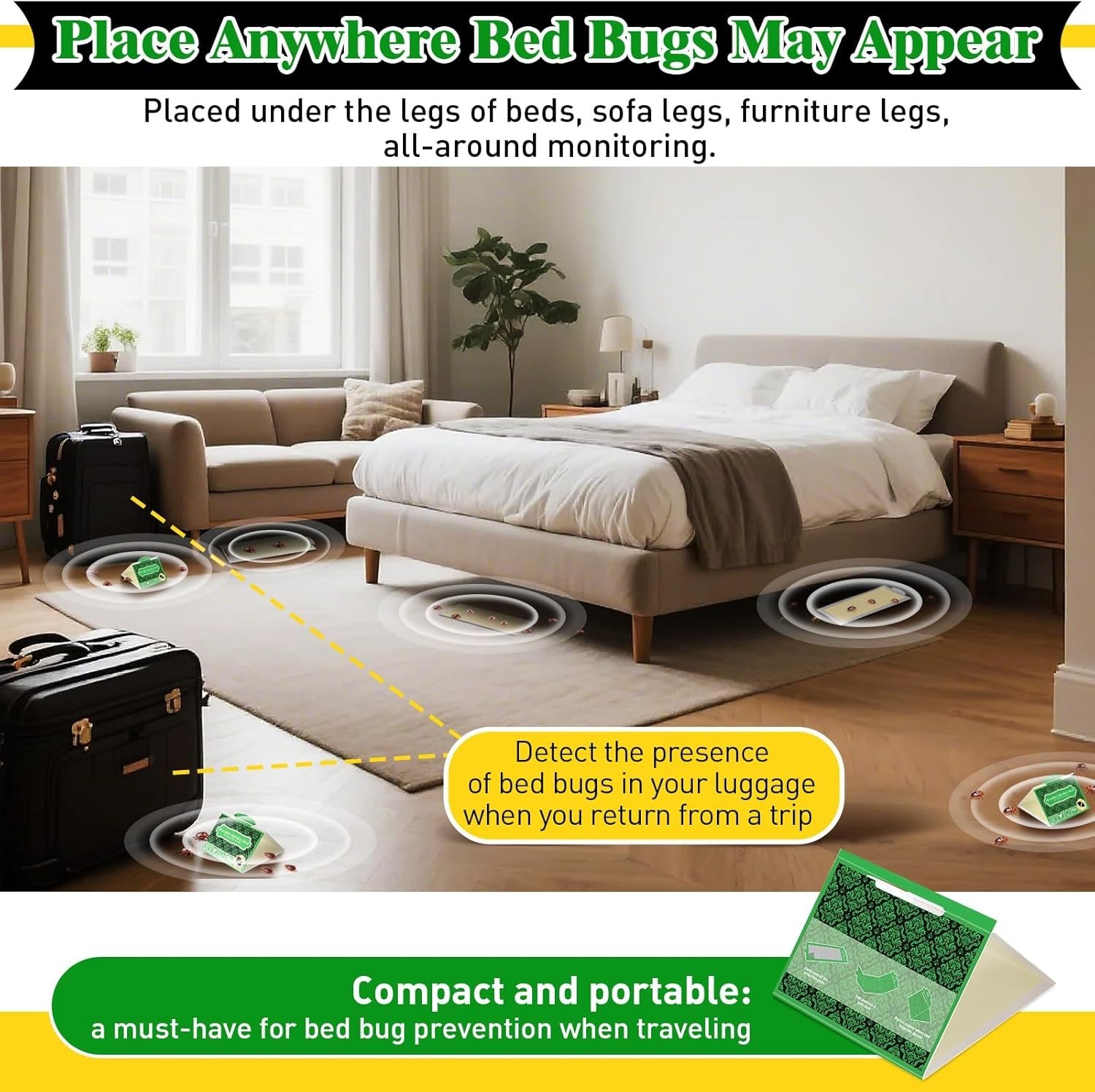 24 Pack Bed Bug Traps, Non Toxic Bedbug Detector for Bed Legs, Bedbug Intercepto