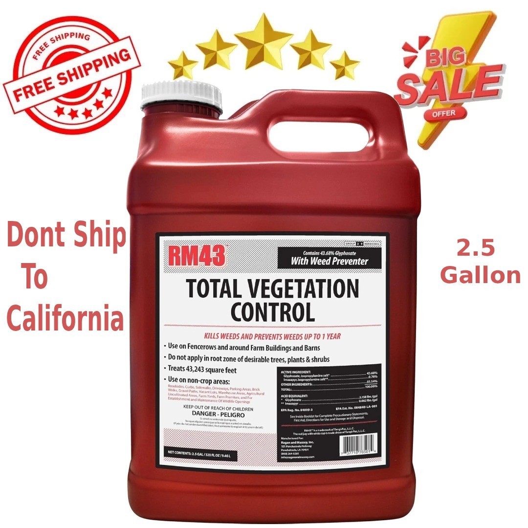 RM43 Weed Killer 43% Glyphosate Total Vegetation Control Herbicide 2.5 Gallon