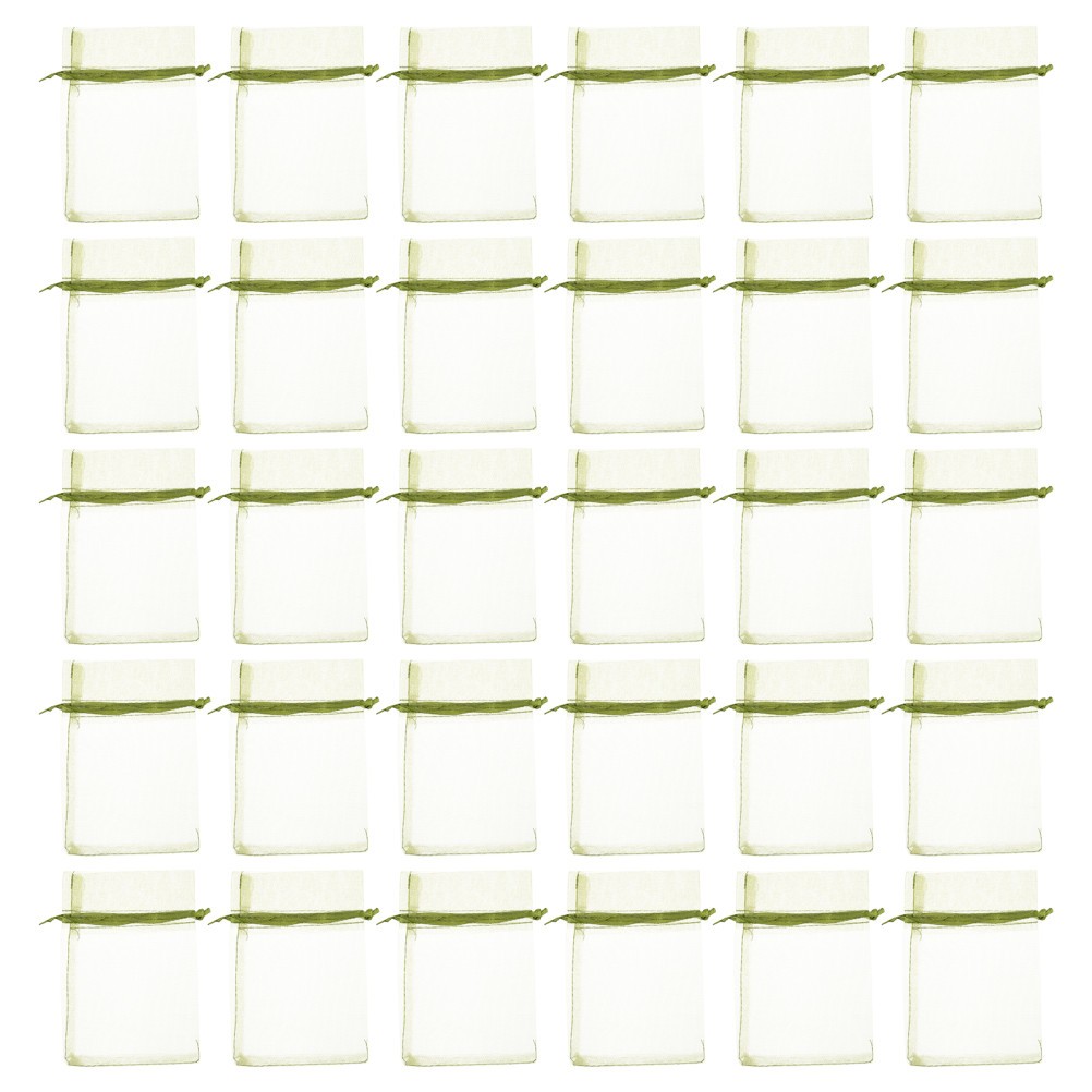 50Pcs Reusable Organza Fruit Mesh Bags Light Green Drawstring Netting Pouches