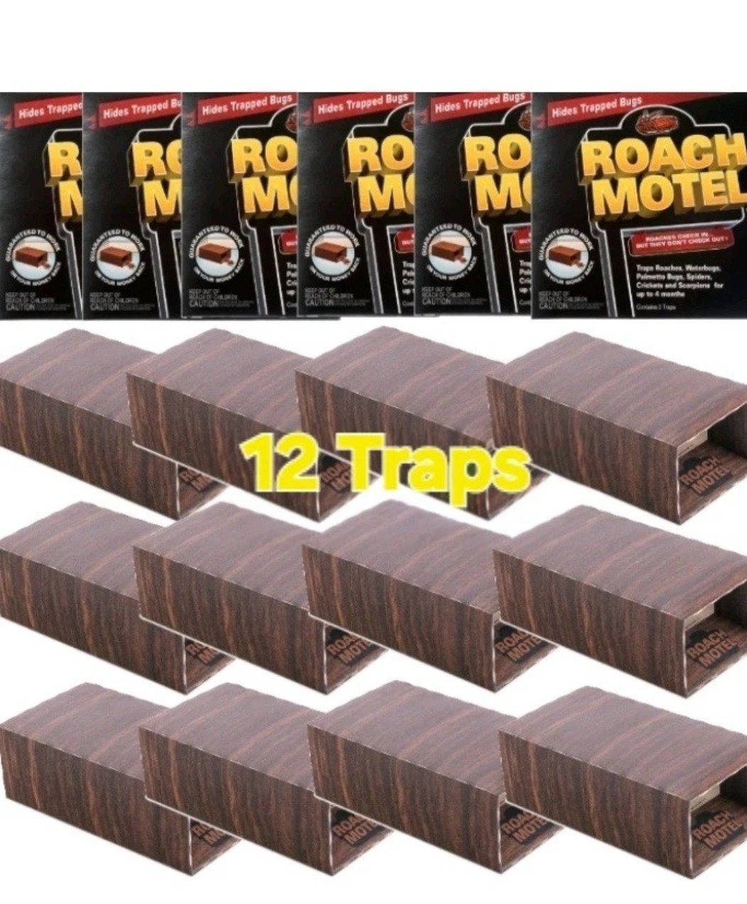12 Black Flag Roach Motels Cockroach Bug Killer bait Glue Trap Spider Motel