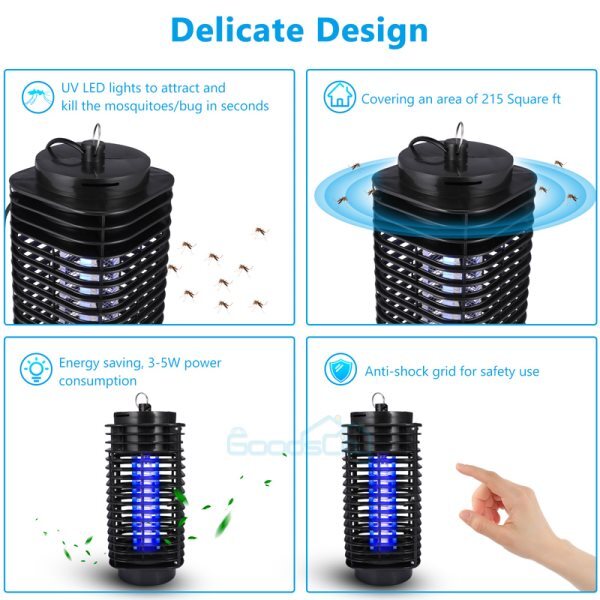 1~4PCS Electric Mosquito Insect Zapper Fly Bug Killer Trap LED Lamp Pest Control