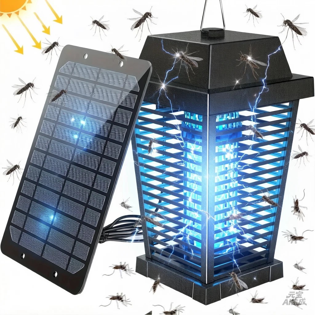4500V Electric Solar Bug Zapper Outdoor, Mosquito Zapper Waterproof Fly Zapper,l