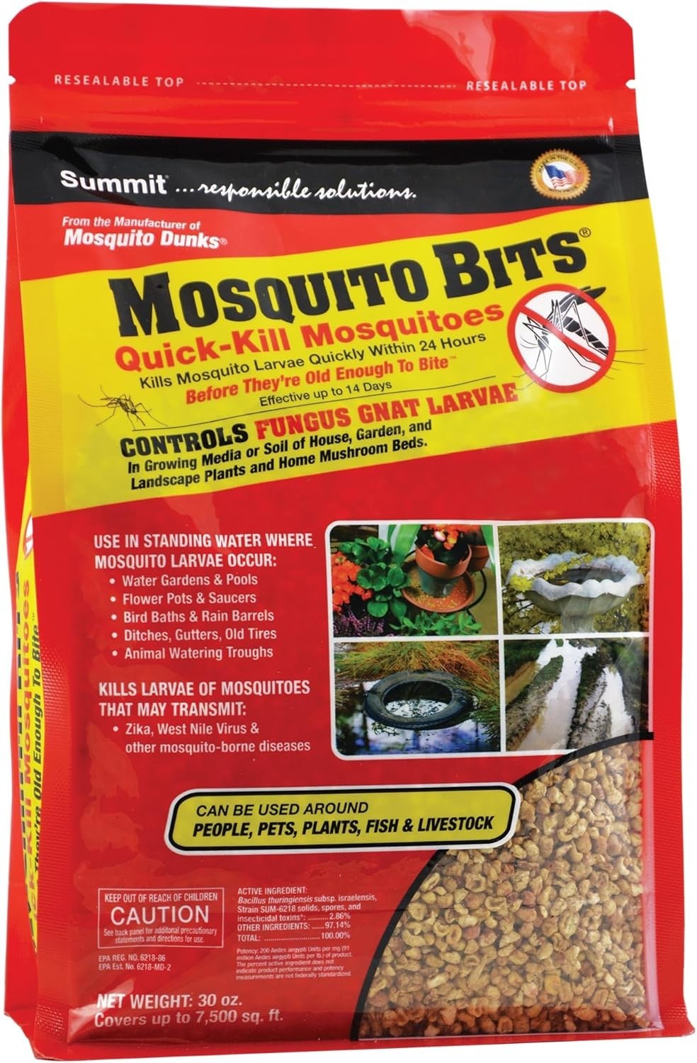 Summit Mosquito Bits 30 oz Mosquito Larvicide Bti Granules Kills Larvae